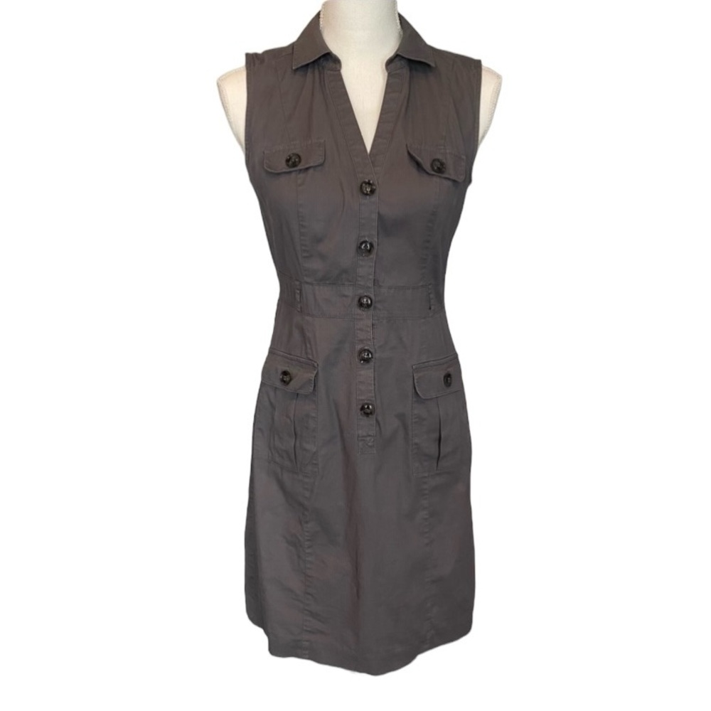 H&M Cargo Sleeveless Gray Pinstripe Dress